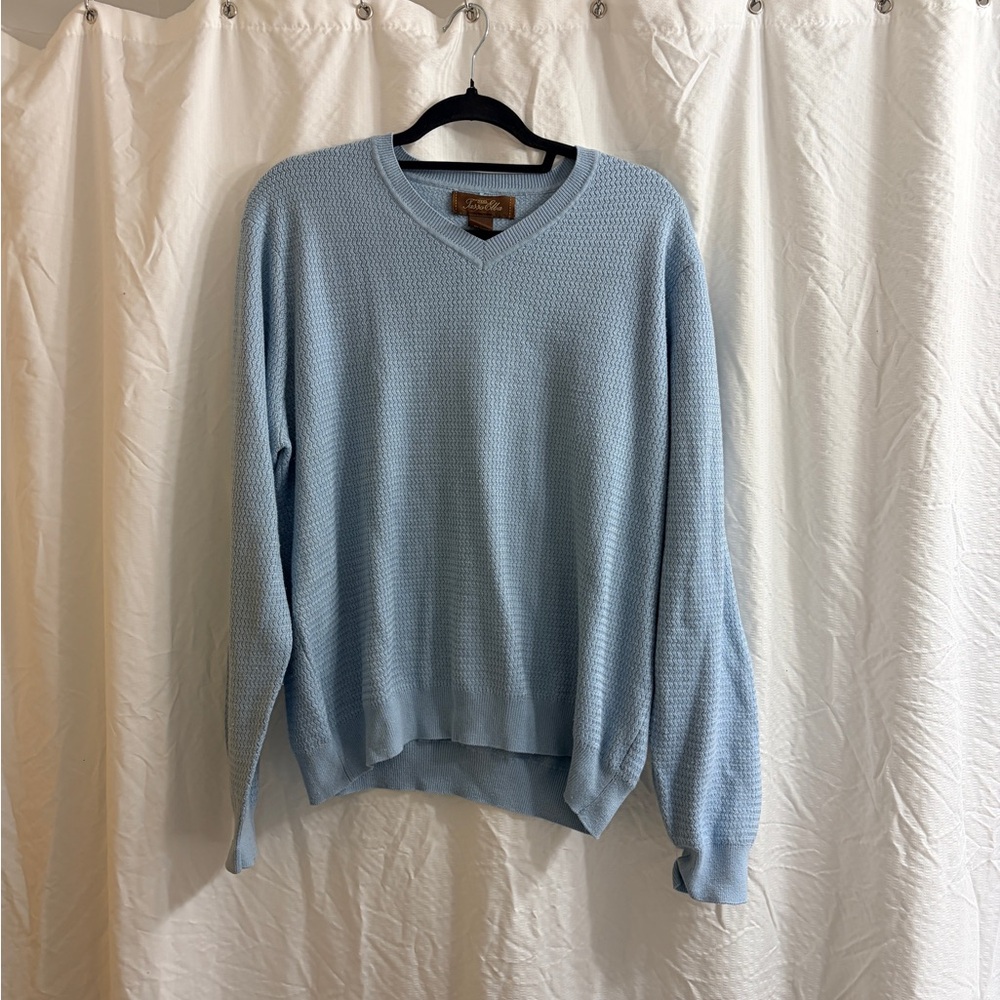 Tasso Elba Silk and Cashmere V-Neck Sweater. Size L.